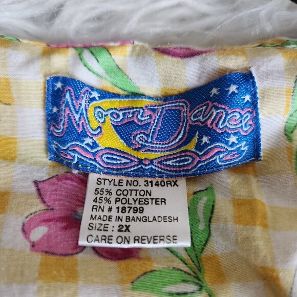 Moon Dance Housecoat‎ MuuMuu Dress Women's 2X XXL Floral Gingham Yellow Plaid - Picture 5 of 11